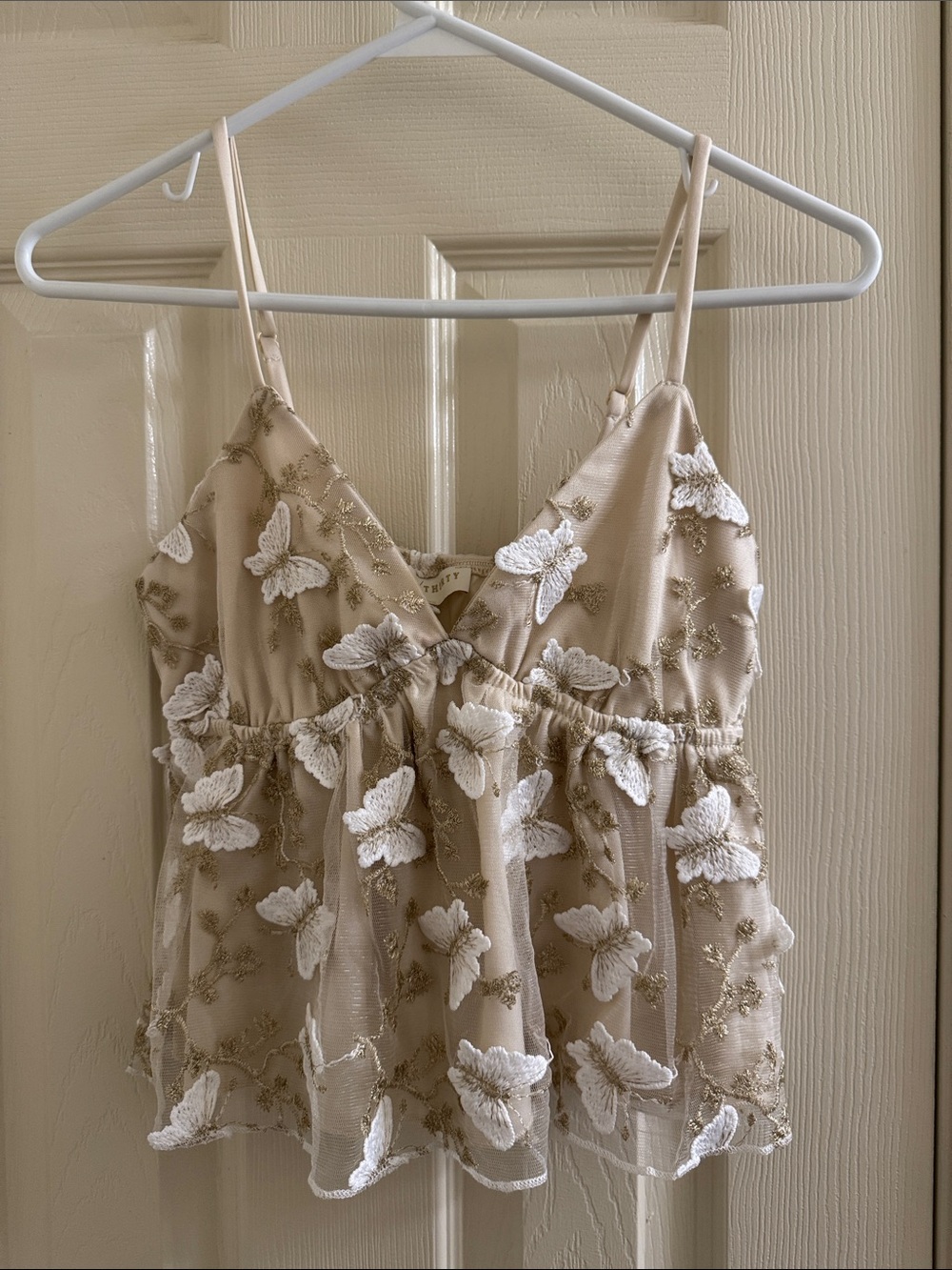 Cream butterfly tanktop